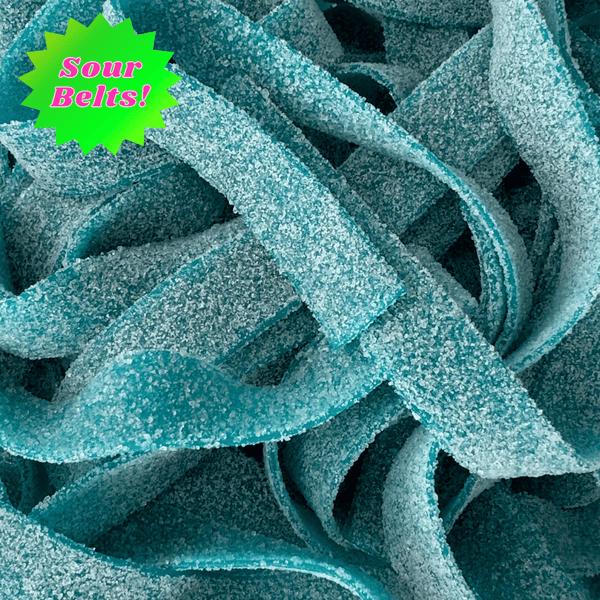 Super Sour Blue Raspberry Belts! - Sour Candy Lovers Snack - Soft, Tart & Sweet!